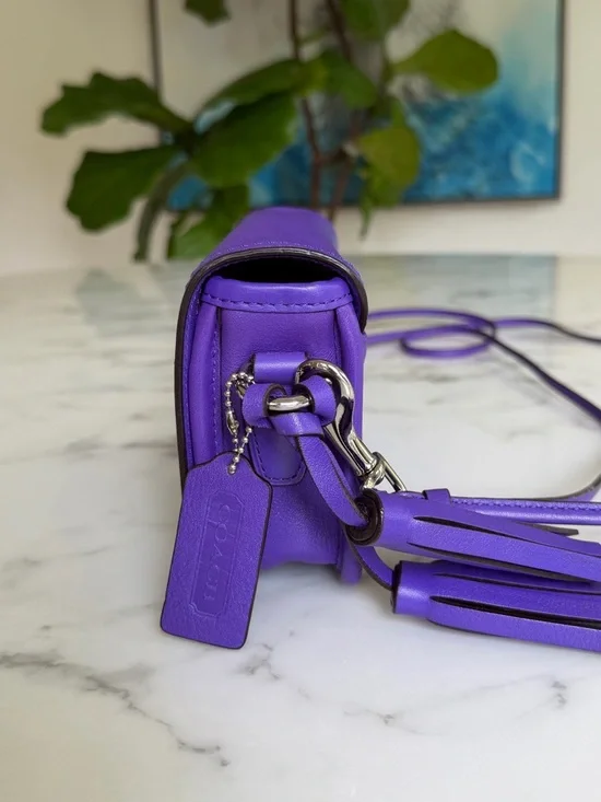 Coach Legacy Leather Penny Shoulder Crossbody Bag 19914 Ultraviolet Purple - Picture 6 of 15